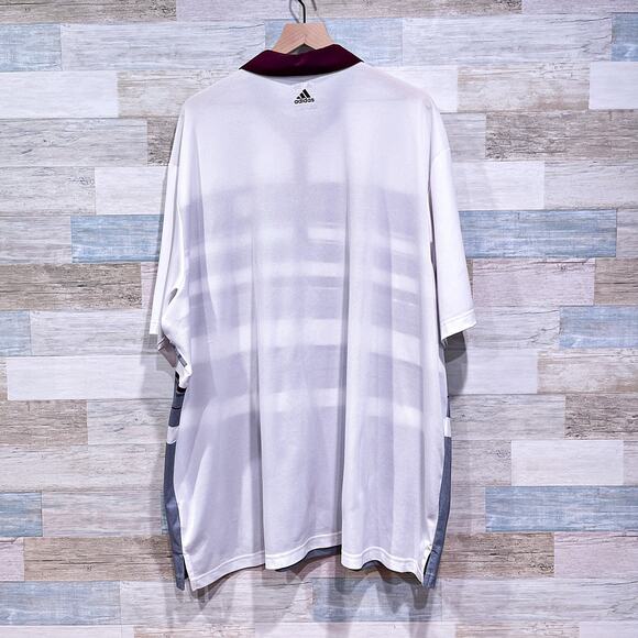 adidas White and Gray Striped Polo Shirt - Picture 4 of 7